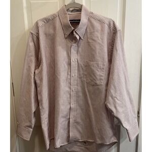 Manhattan ShirtMakers Men's Red /white Striped Dress Shirt Size 16.5 32/33